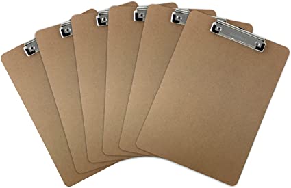 Trade Quest Letter Size Clipboard Low Profile Clip Hardboard (Pack of 6)