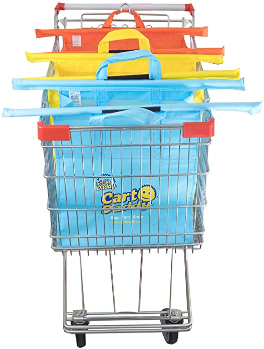 Scrub Daddy Cart Daddy Reusable Shopping Bag System Set of 3 - Color-Coded Trolley Bags for Grocery Carts, Easy Organization, Compact Storage, Durable Material & Machine Washable- 1ct