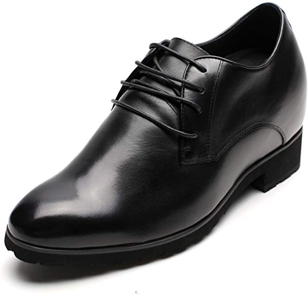 CHAMARIPA Men's Invisible Height Increasing Elevator Shoes-Black Formal Oxford Tuxedo Dress Shoes Genuine Leather-4 Inches Taller H62046K011D