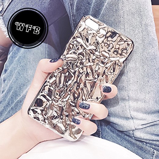 iPhone 8 Plus Phone Case Tinfoil Sparkly Cover for iPhone7 5.5 -Golden