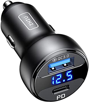 Car Charger, INIU 66W Total QC 3.0 6A PD Fast Charge USB C Car Charger, All-Metal Mini Dual Port [USB C USB A] Car Adapter for iPhone 12 11 Pro Max X 8 iPad Samsung S21 S10 MacBook Airpods Tables etc