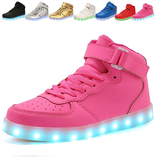 adituo Kids Girls and Boys High Top USB Charging LED Shoes Flashing Sneakers(Toddler/Little Kid/Big Kid£