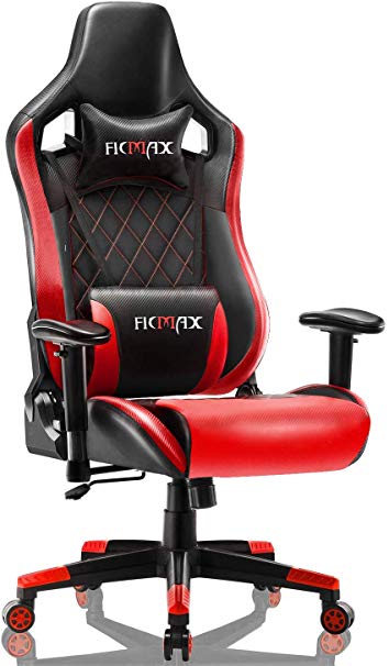 Ficmax Massage Gaming Chair High Back Computer Gaming Chair with Carbon Fiber Texture Reclining Racing Gaming Chair Large Size Gamer Chair Ergonomic Home Office Chair with Headrest and Lumbar Support