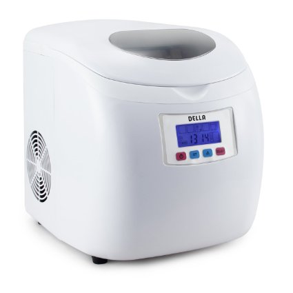 Della© Deluxe Ice Maker LCD Display Portable- 3 Cube Sizes Yield Up To 26 Pounds of Ice Daily -White