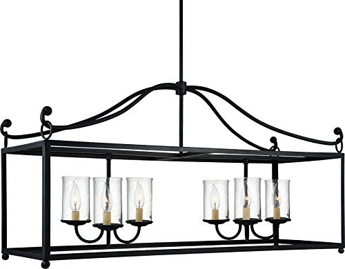 Feiss F2971/6AF Declaration Glass Candle Island Chandelier Lighting, Iron, 6-Light (41"W x 22"H) 360watts