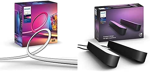 Philips Hue 55" Music Gradient Bundle (55" TV Gradient Lightstrip, 2-Pack Hue Play Bars) Requires Hue Hub for Sync