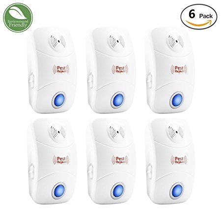 Pest Repellent - Pack of 6 Ultrasonic Pest Repeller for Home Use - Indoor Pest Control for Ants, Bugs, Mosquitoes, Roaches, Spiders, Mice, Rats