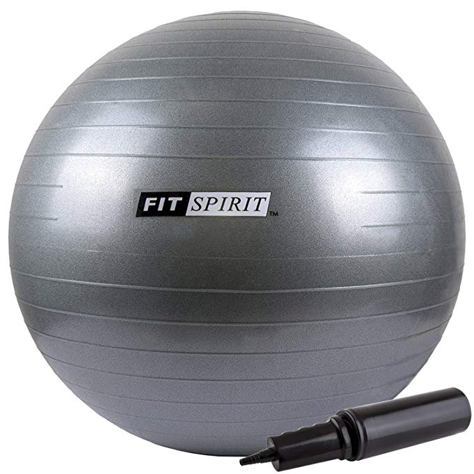 Fit Spirit Exercise Balance Fitness Yoga Ball with Air Pump Select from 55, 65, 75 cm - Choose Your Color