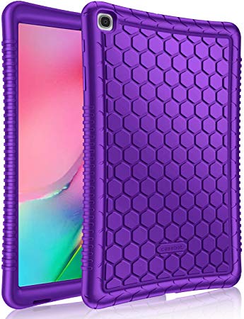 FINTIE Silicone Case for Samsung Galaxy Tab A 10.1" (2019) Model SM-T510 / T515, [Honey Comb Series] [Kids Friendly] Soft Light Weight Shock Proof Protective Cover, Purple