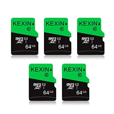 KEXIN 64GB Micro SD Card 64 GB Micro SDXC UHS-I Memory Card Class 10 High Speed Micro SD Cards, C10, U3, 5 Pack 64 GB