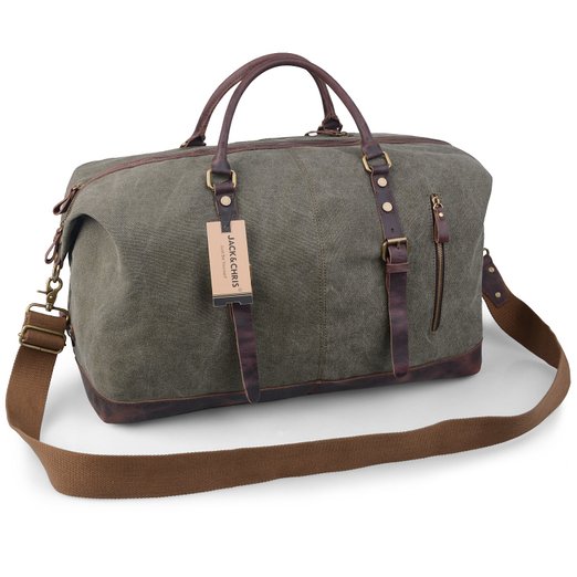 Jack&Chris Canvas Leather Travel Tote Duffel Shoulder Handbag Bag CB1004