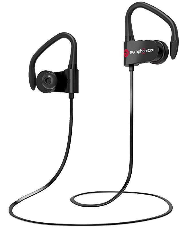 Symphonized PWR Bluetooth Earbuds | Wireless Water Resistant Sport Earphones with Mic | HD Stereo Sweat-proof In-ear Headphones | Gym, Running, Workout Headset - Black