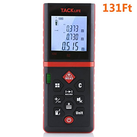 Tacklife Laser Measure 131 Feet Digital Laser Distance Meter with Mute Function Laser Measuring Device with Pythagorean Mode, Area&Volume Calculation Laser tape measure