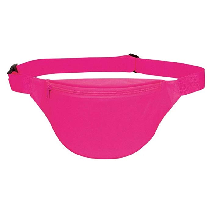 BuyAgain Fanny Pack, Unisex 2 Zipper Quick Release Buckle Travel Sport Running Waist Fanny Pack - Neon Pink