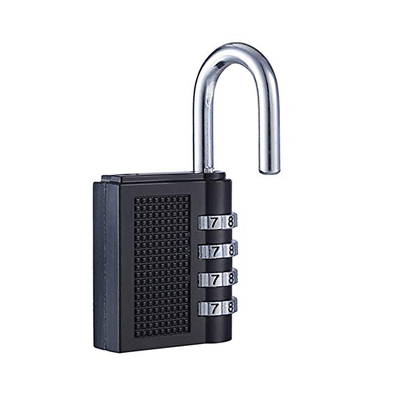 Surborder Shop Padlock - 4 Digit Combination Lock - Weather Proof - 3.15-inch Black