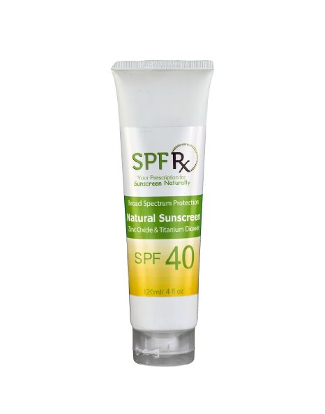 SPF 40 Natural Facial and Body Sunscreen with Zinc Oxide and Titanium Dioxide -No Chemical - Mineral Based for Any Types Skin Sunblock- 4 Oz 120 Ml