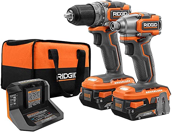 RIDGID 18V Brushless Sub-Compact Cordless 1/2 -inch Drill/Driver and Impact Driver Combo Kit, R9780