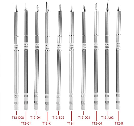 T12 Soldering Iron Tips, 10 Types Soldering Station Tool Solder Soldering Iron Tips Replacement for FX-951 Rework Station (10PCS)