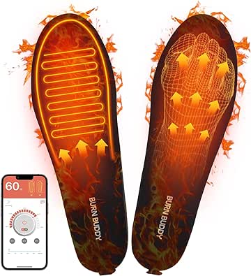 Heated Insoles, APP Control Heated Insoles for Women Men, 5000mAh Rechargeable Foot Toe Warmer Insoles, Electric Heated Shoes Insoles for Hiking Camping Skiing Hunting Outdoor Work, Thermal Insoles