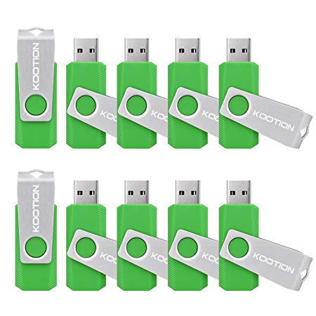 KOOTION 10PCS 1GB USB Flash Drive 10pcs Thumb Drive-Bulk Pack- USB 2.0 in Green