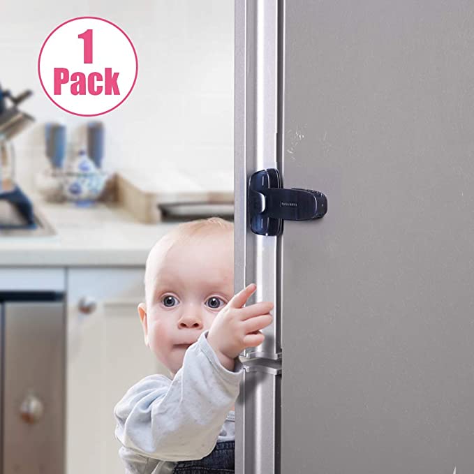 EUDEMON Home Refrigerator Fridge Freezer Door Lock Latch Catch Toddler Kids Child Baby Safety Lock Easy to Install and Use 3M VHB Adhesive no Tools Need or Drill (Grey)
