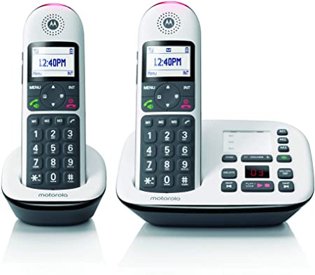 Motorola CD5012 DECT 6.0 Cordless Phone with Answering Machine, Call Block and Volume Boost, White, 2 Handsets