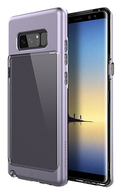 Galaxy Note 8 Case, Patchworks Contour Series in Orchid - Transparent Back and Clear Dual Hybrid Slim Protection Cover Case