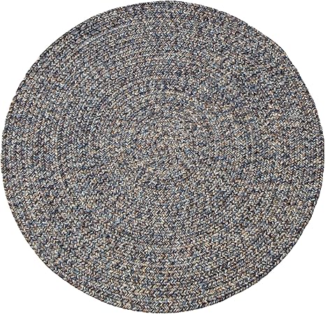 Super Area Rugs Blue Woven Braided Rug Rustic Living Indoor/Outdoor Braided Rug - Soft & Reversible Round 9' x 9'