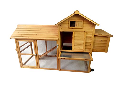 Lovupet Chicken Rabbit Poultry Coop Hen House Pet Cage Backyard Retractable Wheel 0309L