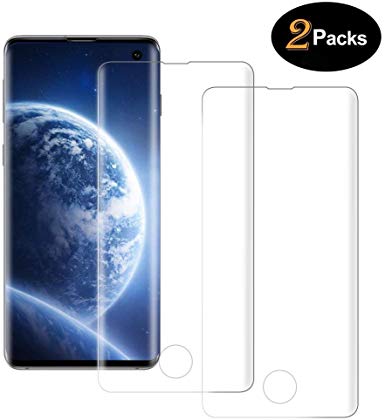VHS S10 Screen Protector Glass, Galaxy S10 Screen Protector Film for Samsung Galaxy S10, 3D Curved Full Screen Cover/HD Clear/ 9H Anti-scratch/Bubble Free/Compatible with Fingerprint Sensor (2 Pack)