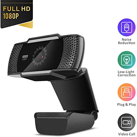 Web Cameras for Computers, 1080P USB Webcam with Microphone for PC/Laptop/Desktop/Video Calling/Conferencing etc [Full HD 1080P][Noise Reduction Digital Mic][Plug and Play]