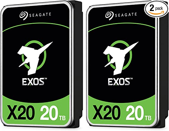 Seagate Exos X20 20TB SATA HDD SATA 6Gb/s 7200 RPM (ST20000NM007D) (2 Pack)