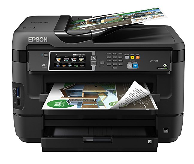 Epson Canada Workforce WF-7620 Wireless and Wi-Fi Direct, All-in-One Wide-Format Color Inkjet Printer, Copier, Scanner, 2-Sided Auto Duplex, ADF, Fax