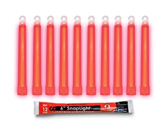 Cyalume SnapLight Industrial Grade Chemical Light Sticks, Red, 6" Long, 12 Hour Duration (Pack of 10)