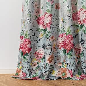 MYSKY HOME Living Room Curtains 95 Inch Long Floral Blackout Curtains Bedroom Thermal Insulated Blue Floral Curtains for Dining Room Vintage Flower Leaf Window drapes Grommet, 2 Panels, Red