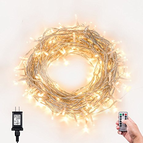 Loende 8Mode Plug-in Indoor Dimmable Fairy String Lights with Remote & Timer for Bedroom Wedding Decor