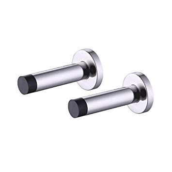 KES Wall Mounted Door Stops Rubber SUS 304 Stainless Steel Safety Door Stopper Metal Door Holder Doorstop Polished Finish 2 Pack, HDS209-P2