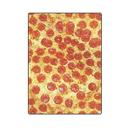 58" x 80" (Large) Funny Pizza Pattern Fleece Throw Blanket for Sofa Couch Lounge Bed Bedding