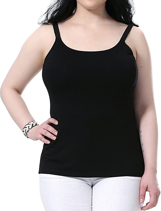 Chicwe Women's Plus Size Modal Jersey Camisole Tank Top - Adjustable Straps