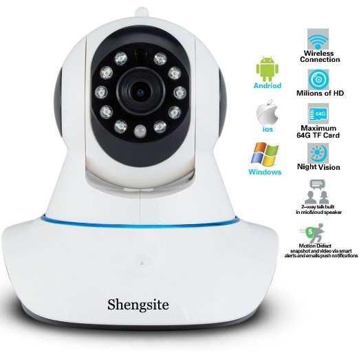 WiFi IP Security Camera,Shengsite Wireless Baby Monitor,Pet Camera/ 2 Way Audio Talkback Pan Tilt Night Version Motion Detection