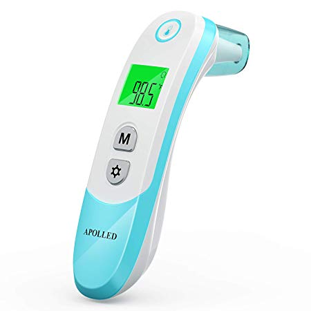 Baby Thermometer, Apolled Infrared Forehead and Ear Thermometer with Fever Alarm, Suitable for Baby and Adults