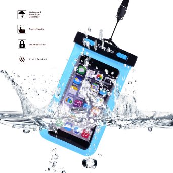 Waterproof Case, SmartLegend Dry Bag for iPhone 6 6S, 6 6S Plus, 5 5S, Samsung Galaxy S6, S7, S7 Edge, HTC LG Sony Nokia Motorola [Up to 5.5"] Eco-Friendly PVC Transparent Pouch (Blue)