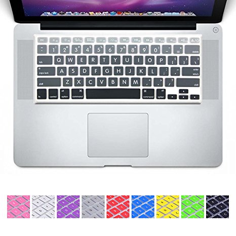 DHZ® Big Font Gray Gradient Keyboard Cover Silicone Skin for MacBook Air 13" MacBook Pro 13" 15" 17" (with or w/out Retina Display) and iMac Wireless Keyboard