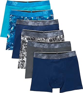 Hanes Boys' Big Performance Tween Boxer Briefs Underwear, X-Temp, Assorted Solids, 6-Pack