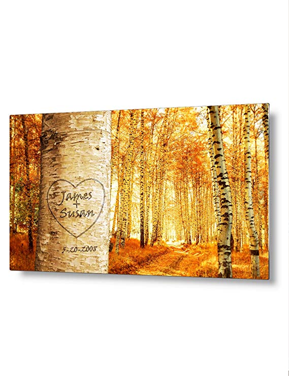DECORARTS - "Love Grows - Personalized Metal Transprinting Artwork, Includes Names and The Special Date for Anniversary, Valentine's Day,Wedding. 18" x12"