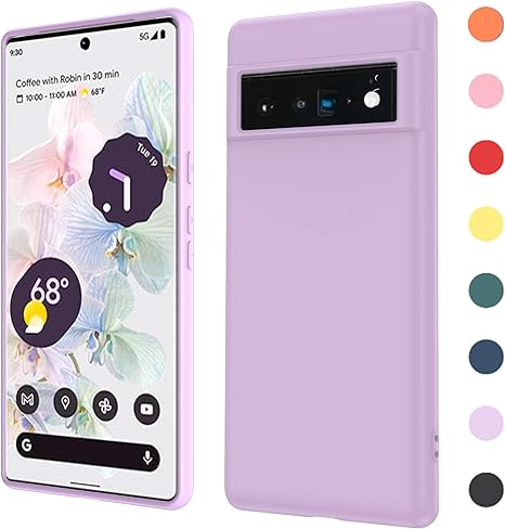 LeYi for Google Pixel 6 Pro Case with Screen Protector, Soft Silicone Ultra Slim Shockproof Protective Case with Anti-Scratch Microfiber Lining, Full Covered Soft Gel Rubber Case Pixel 6 Pro, Purple