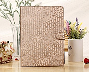 Bluenet Gold /Chic Beehive Honeycomb Bling Sparkling Design Luxury Leather Case Stand Flip Cover for iPad Air (Gold)