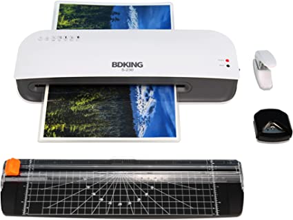 Laminator, Laminator Machine A4, 5 in 1 Thermal Laminator for Home Office School Use, 9 inches Width, Quick Warm-Up, Paper Trimmer, Corner Rounder ，Hole Punch(15 Laminating Pouches)