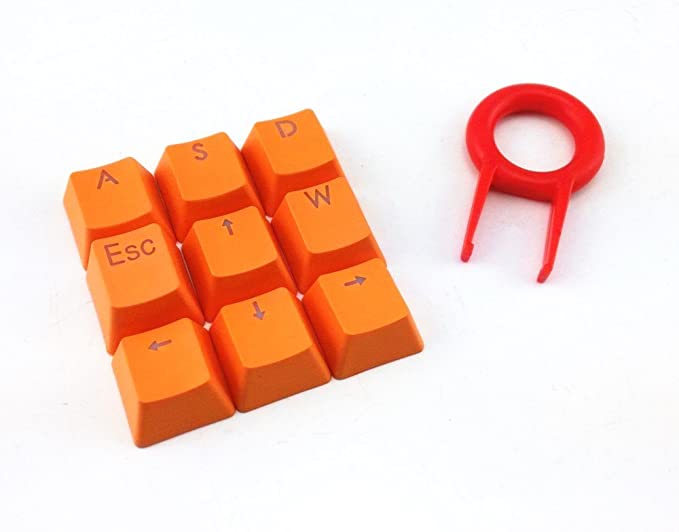 Honbay 9 Orange PBT Keys Backlit Translucent Keycaps for Mechanical Keyboard with Red Key Puller