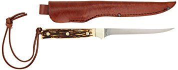 Schrade 168UH Uncle Henry Walleye Fillet Knife with Leather Sheath